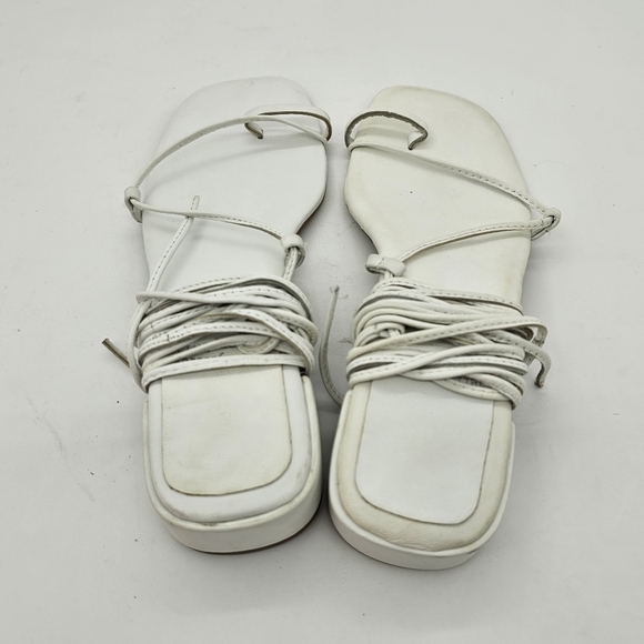 JEFFREY CAMPBELL Agate 2 Leather Sandal Color White Size 8 EU 39 Lace Up - Picture 10 of 14
